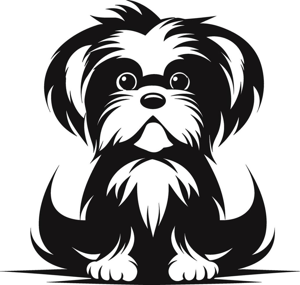 silhouette character shih tzu dog, cute logo. vector