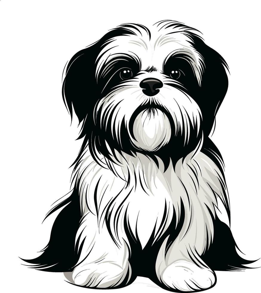 silhouette character shih tzu dog, cute logo. vector