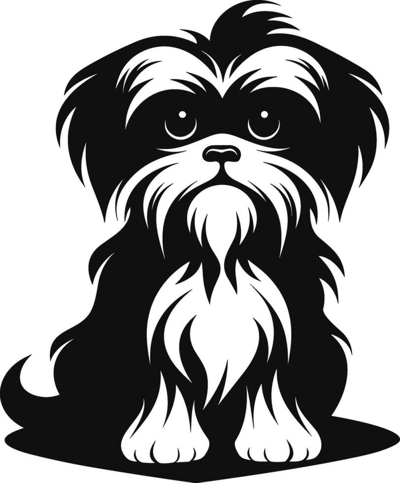 silhouette character shih tzu dog, cute logo. vector