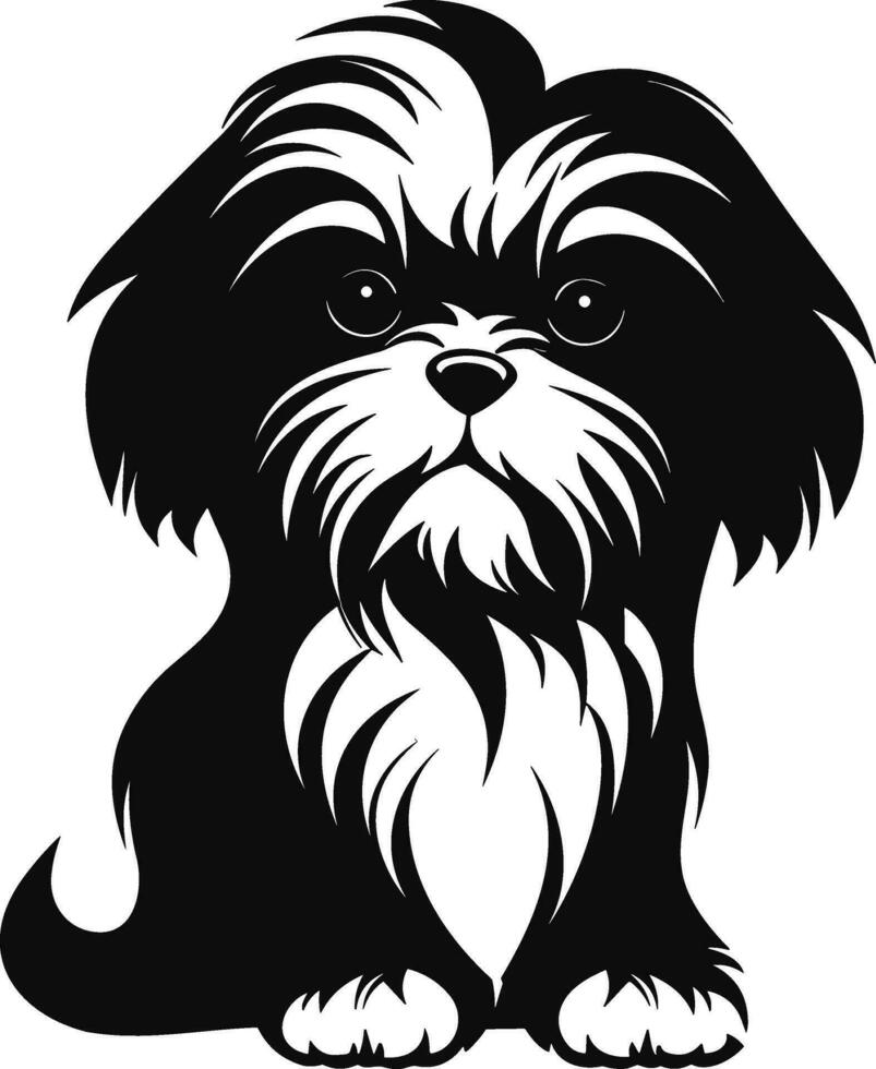 silhouette character shih tzu dog, cute logo. vector