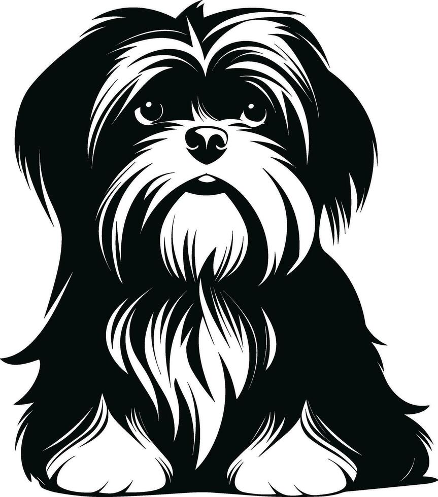 silueta personaje shih tzu perro, linda logo. vector