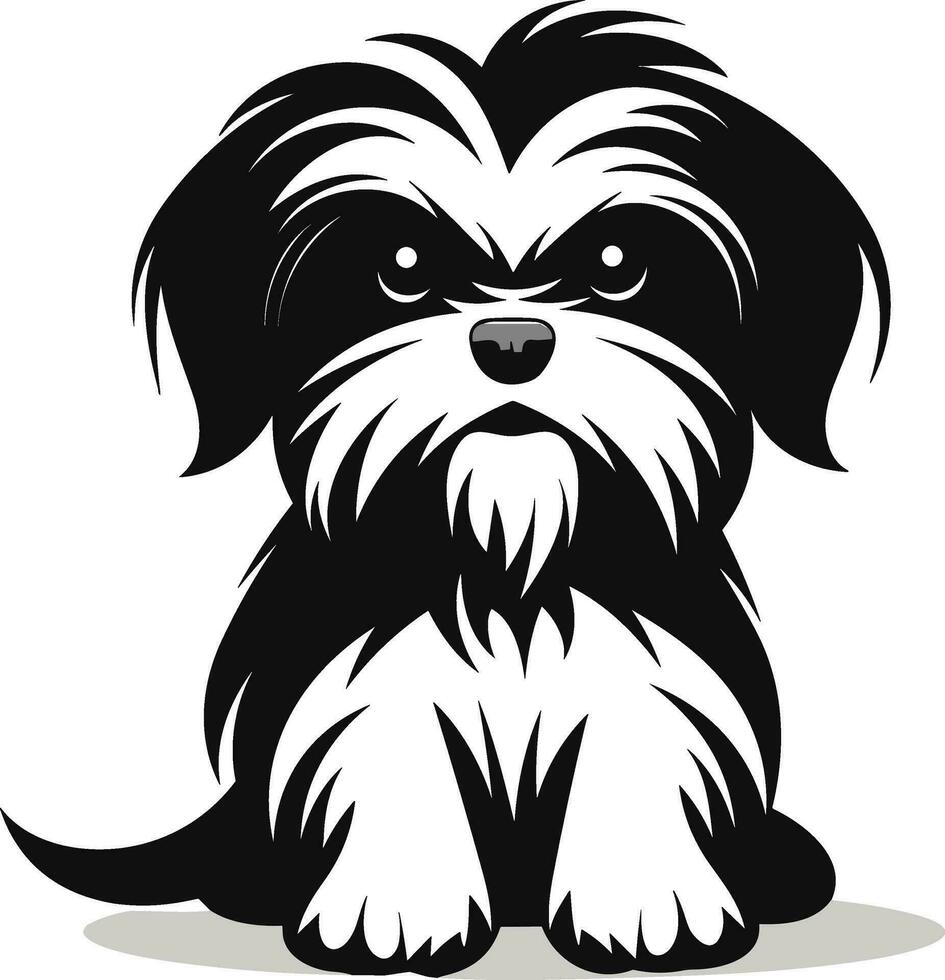 silhouette character shih tzu dog, cute logo. vector