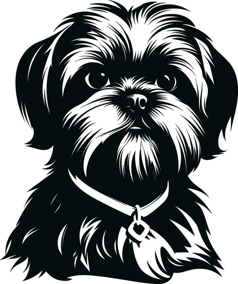 silhouette character shih tzu dog, cute logo. vector