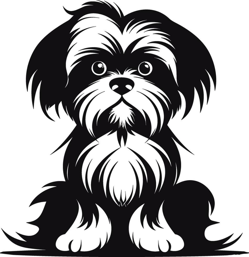 silueta personaje shih tzu perro, linda logo. vector