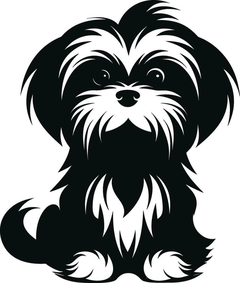 silueta personaje shih tzu perro, linda logo. vector