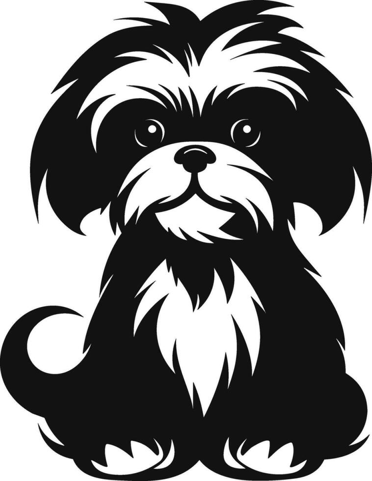 silueta personaje shih tzu perro, linda logo. vector