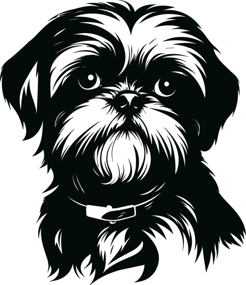 silhouette character shih tzu dog, cute logo. vector