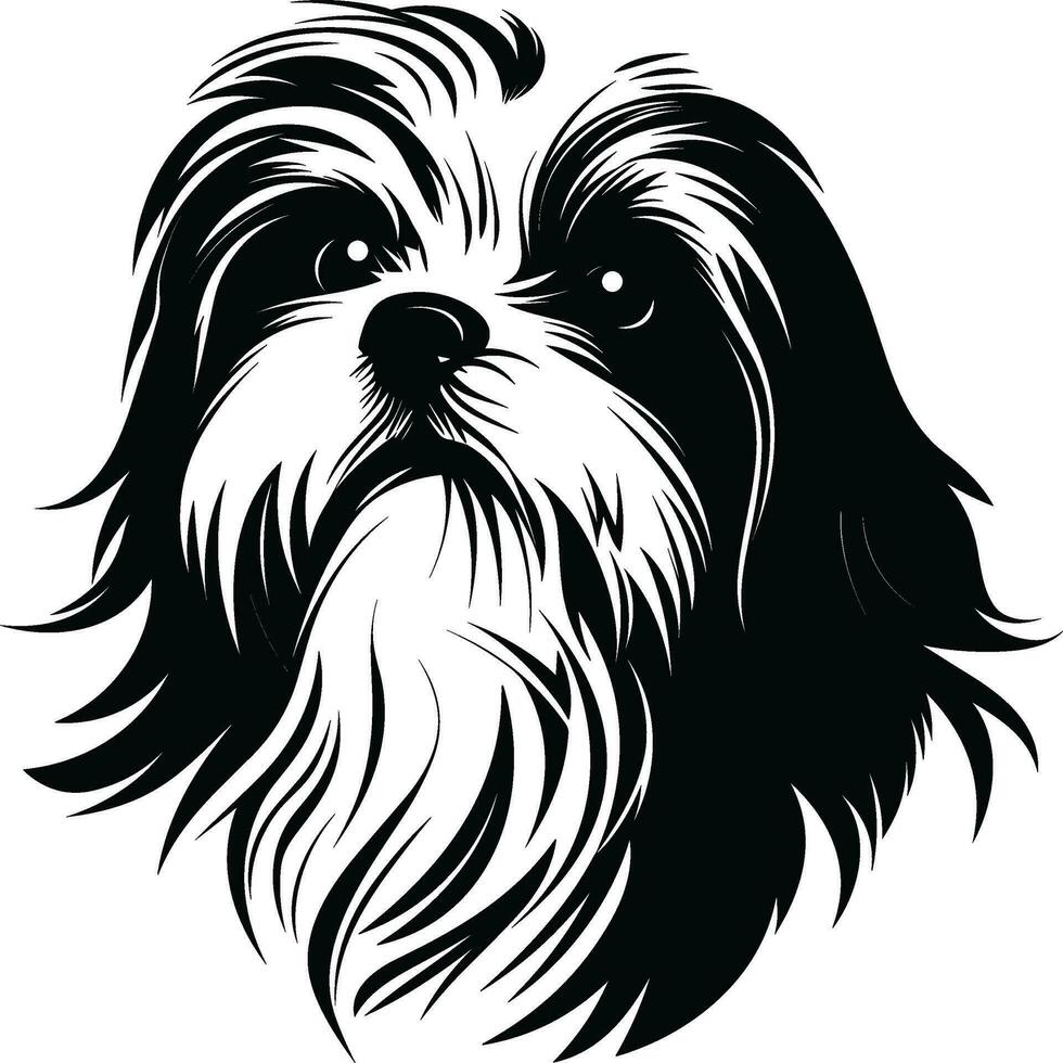 silhouette character shih tzu dog, cute logo. vector