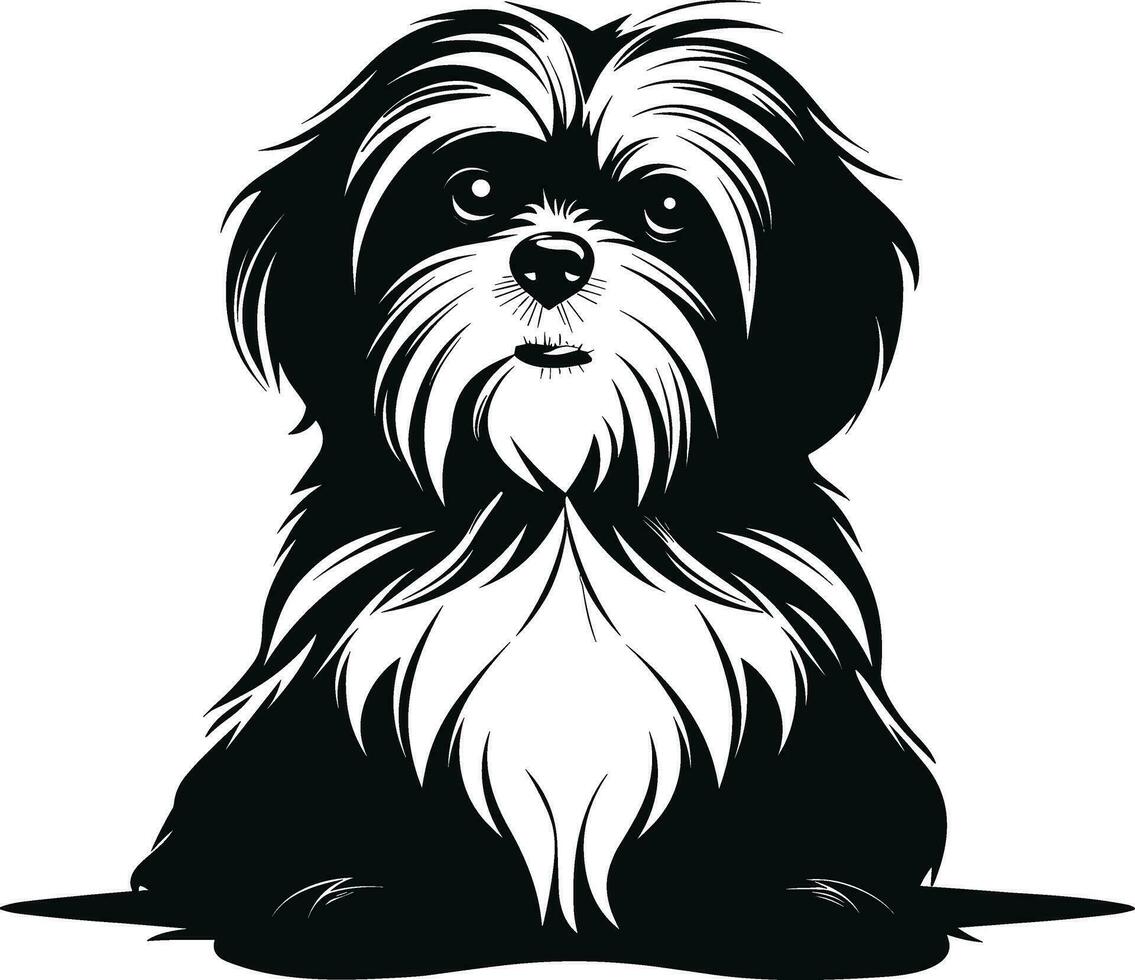 silhouette character shih tzu dog, cute logo. vector