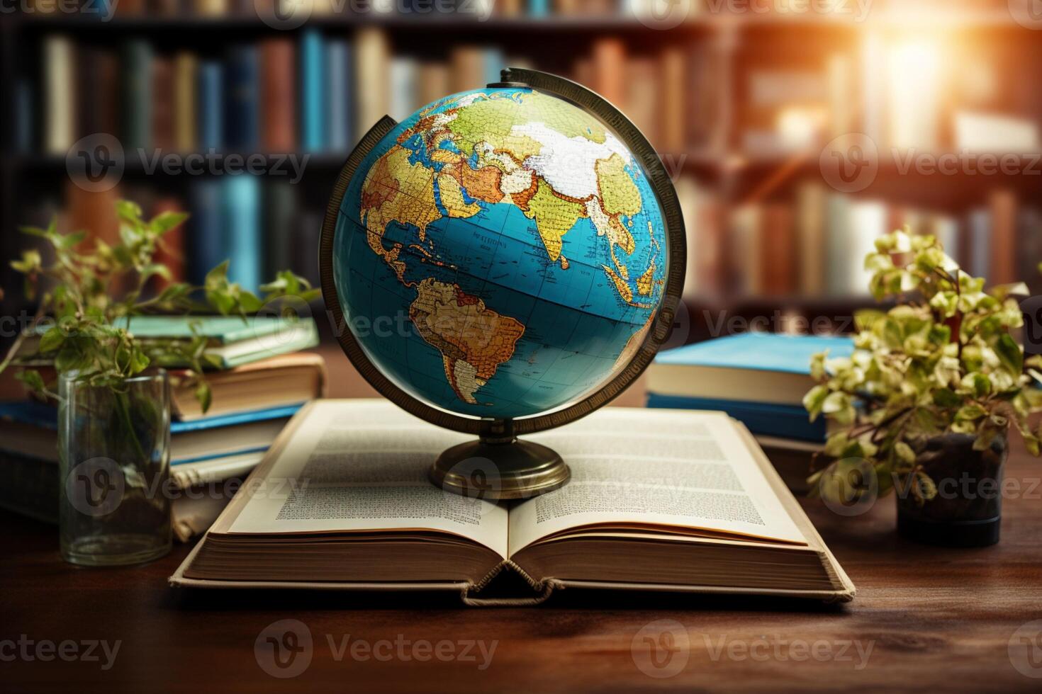 AI generated Globe and books A symbol of global knowledge and education AI Generated 36117318
