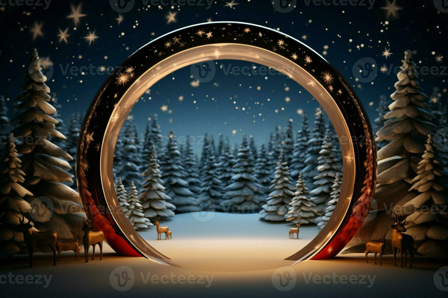 AI generated Elegantly designed 3D circle frame background perfect for Merry Christmas and Happy New Year AI Generated photo