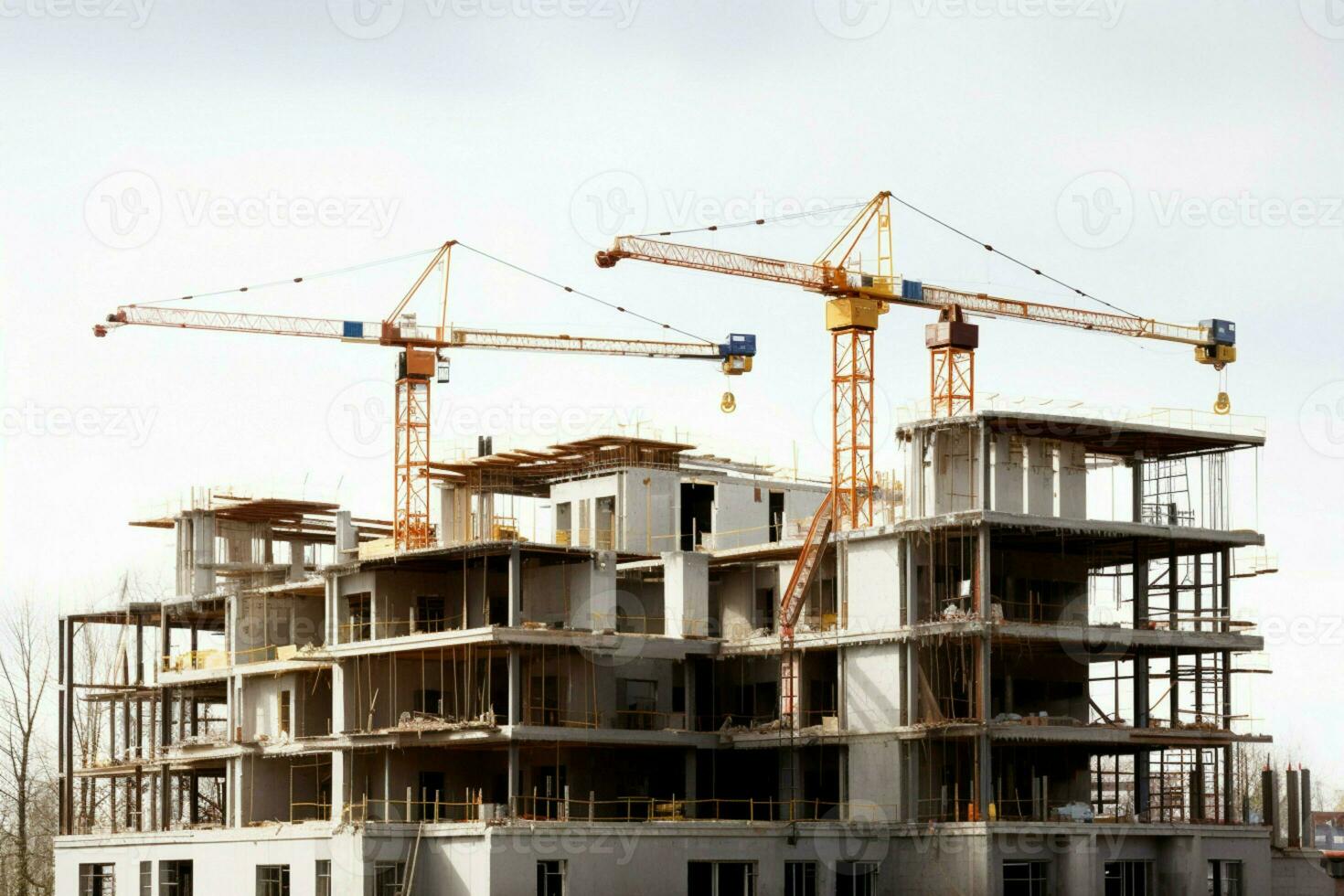 AI generated Building evolution Under construction structure isolated against a clean white background AI Generated photo