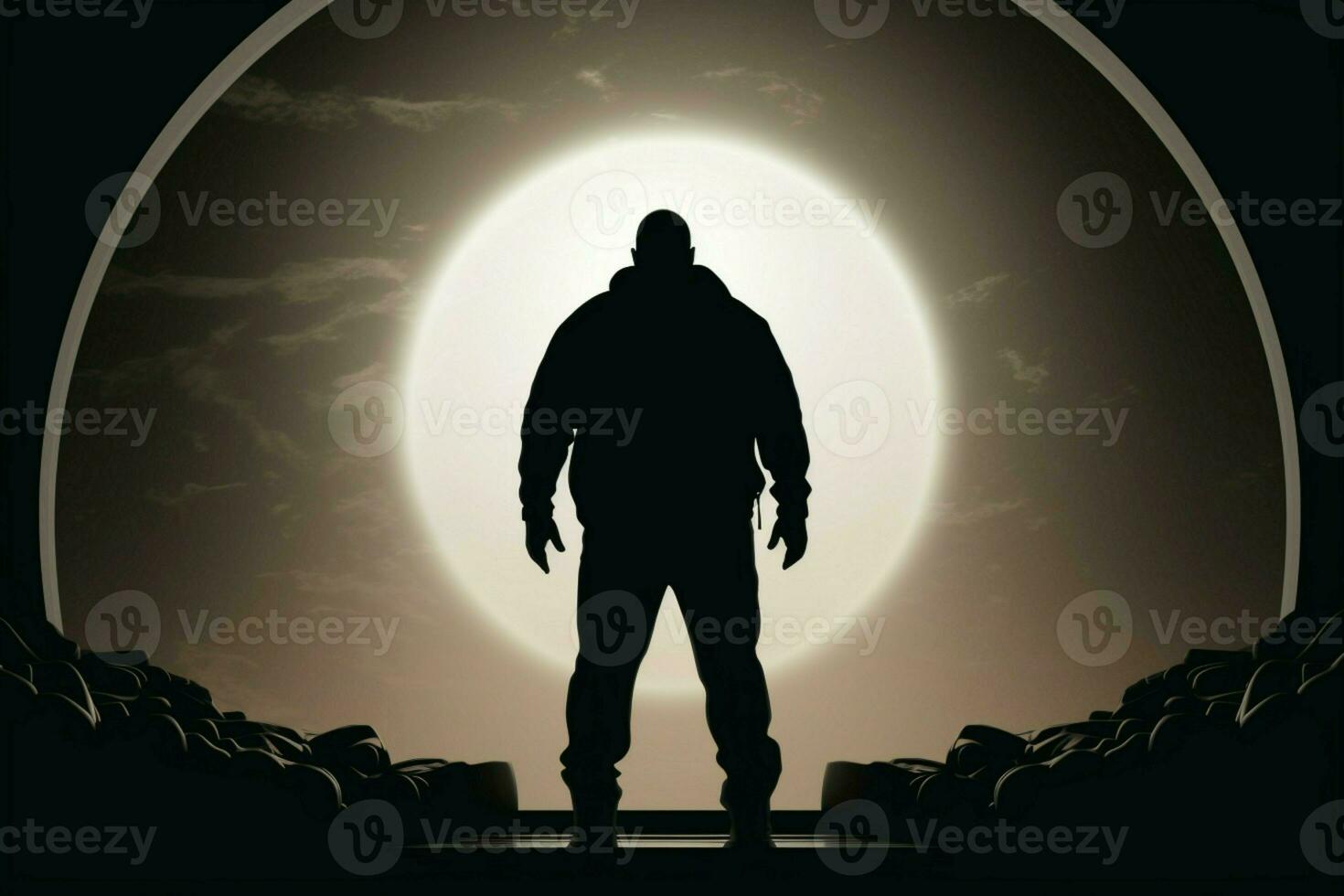 AI generated Conceptual icon silhouette portraying a heavyset, plus size man symbolically photo