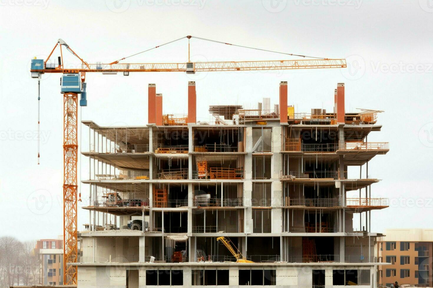 ai generado edificio evolución debajo construcción estructura aislado en contra un limpiar blanco antecedentes ai generado foto