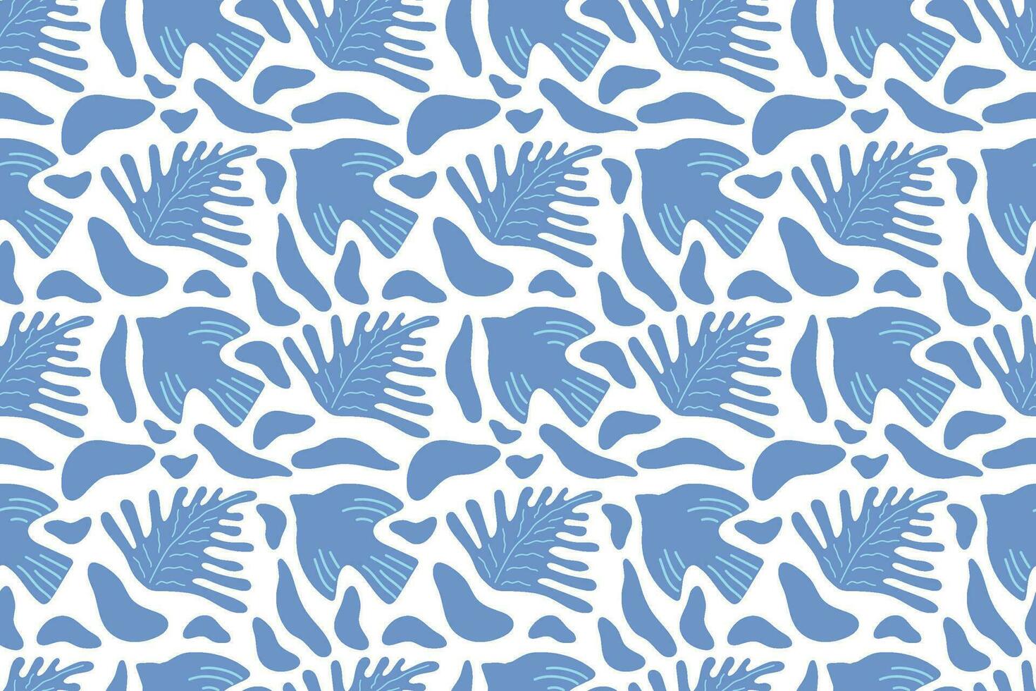 Seamless spring pattern. Blue bird and blue leaves. Abstract background for your design vector