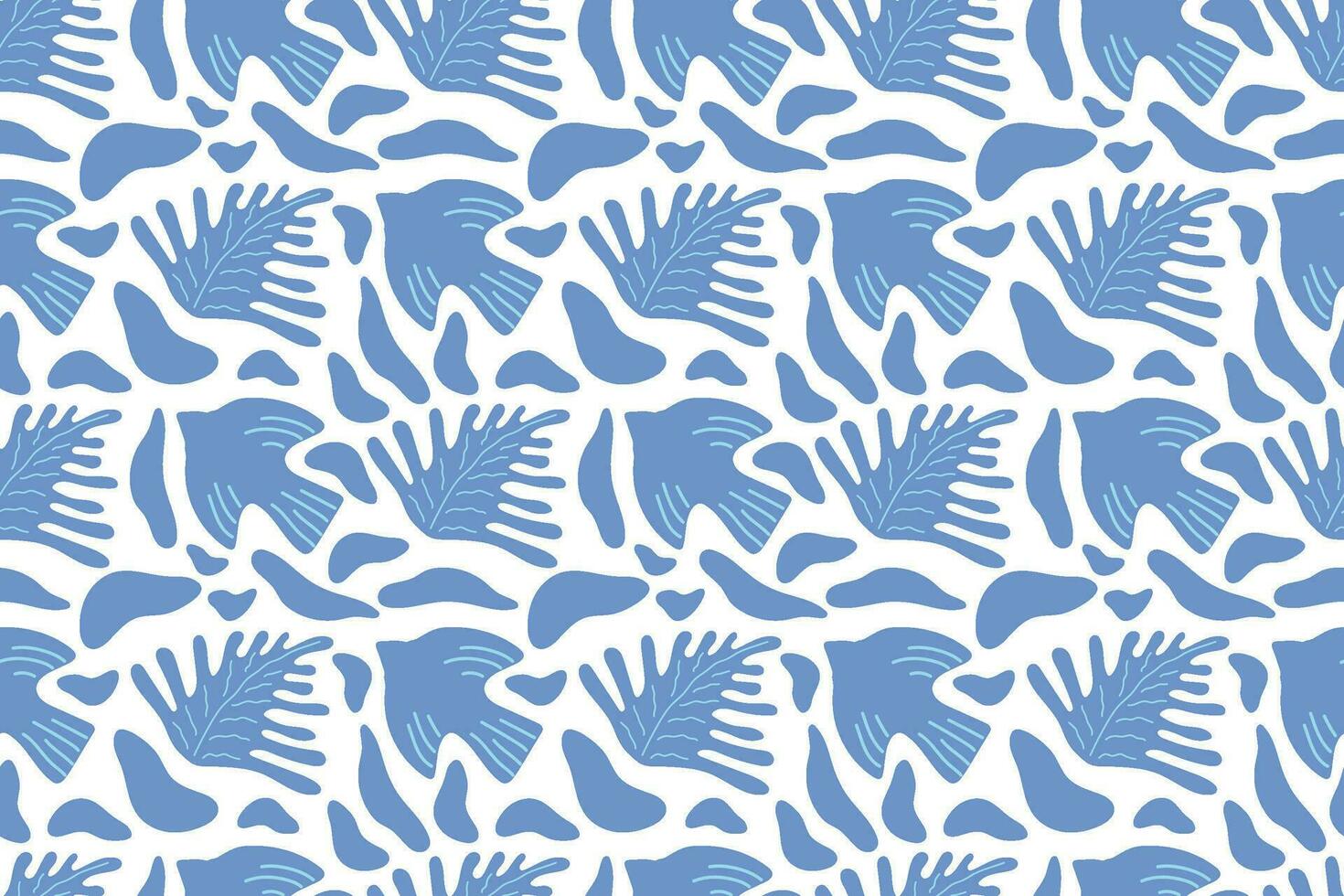 Seamless spring pattern. Blue bird and blue leaves. Abstract background for your design vector