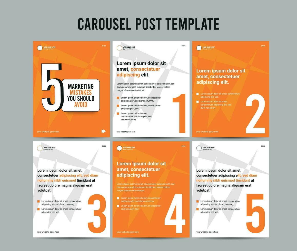 Set Of Carousel Post Template, Editable carousel post, social media carousel post for business vector