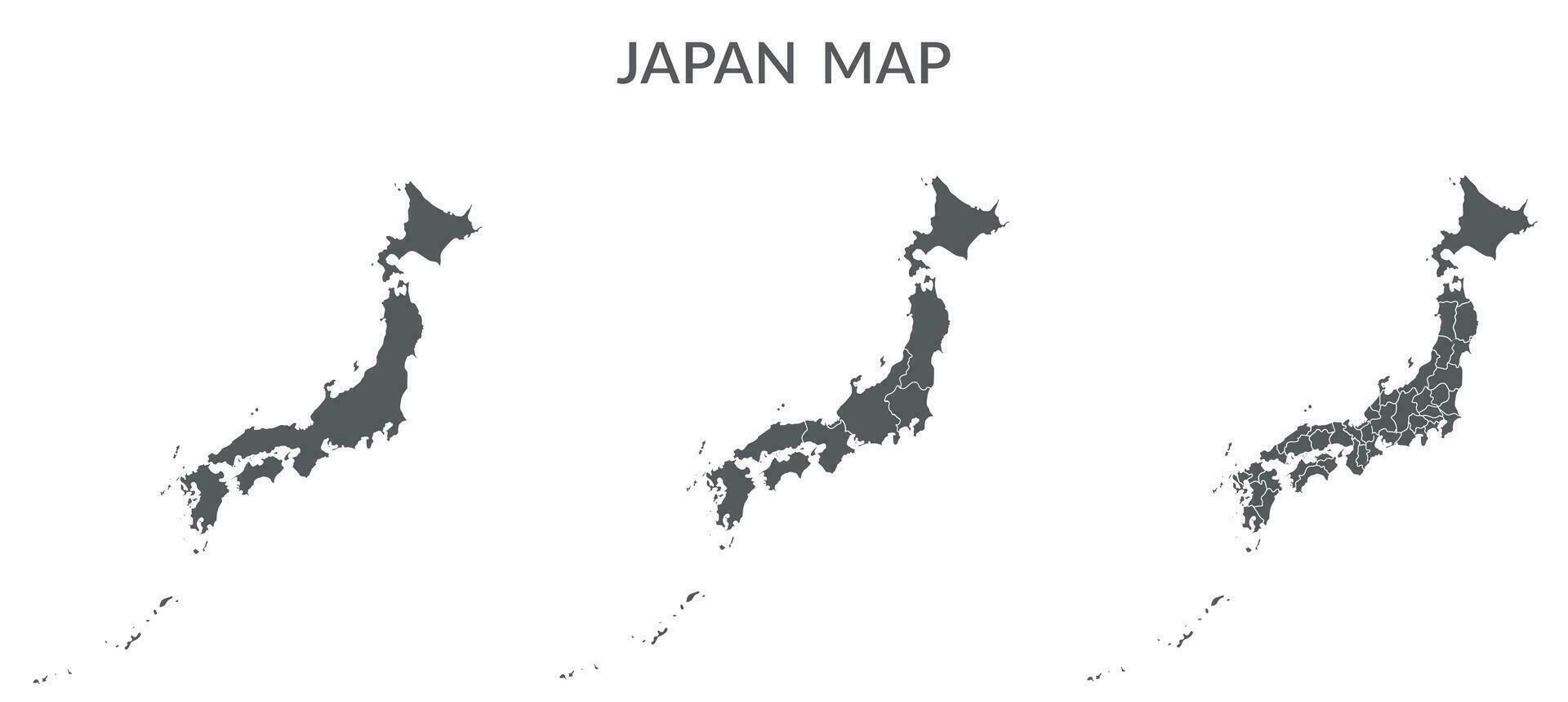 Japan map set in gray color. Vector with Okinawa Islands.