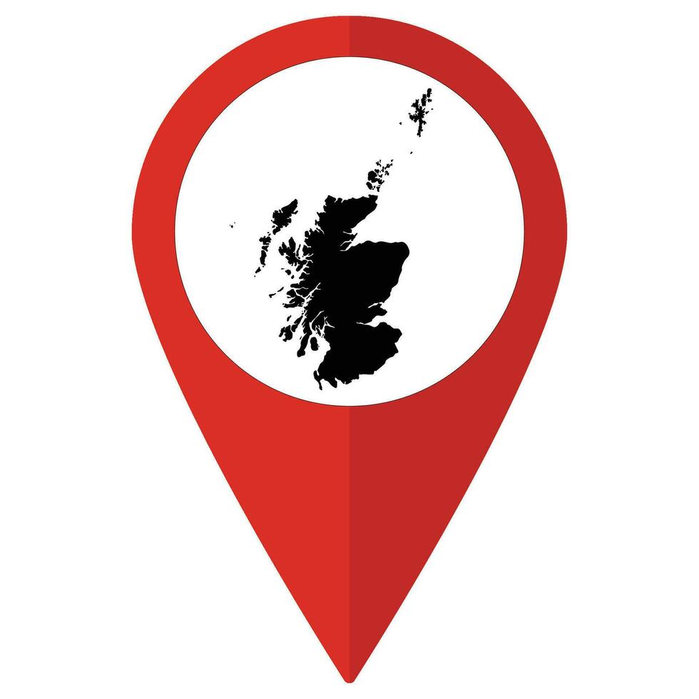 rojo puntero o alfiler ubicación con Escocia mapa adentro. mapa de Escocia vector