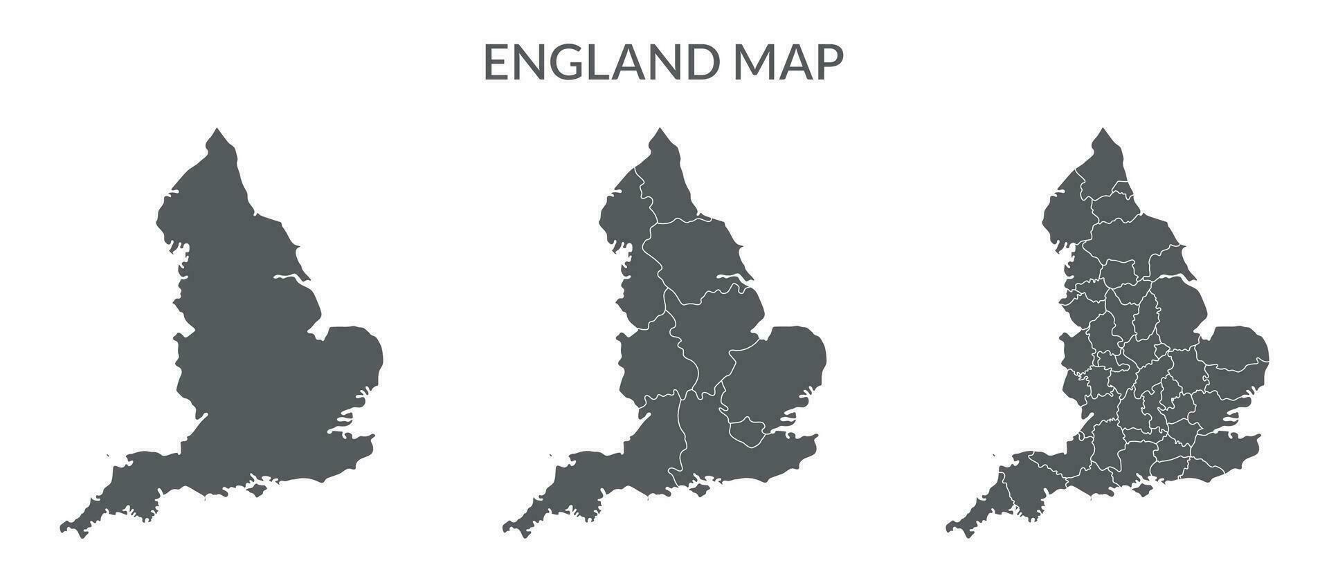 Inglaterra mapa conjunto en gris color vector