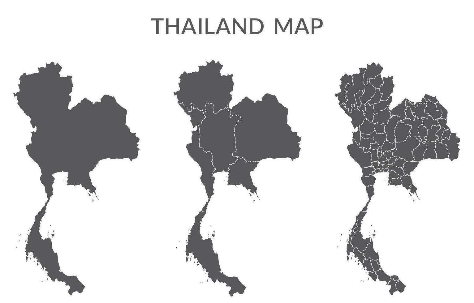 Tailandia mapa conjunto en gris color vector