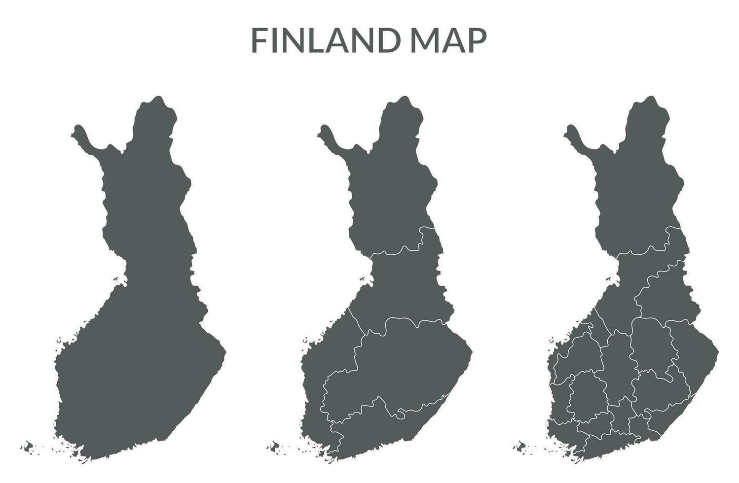 Finlandia mapa conjunto en gris color vector