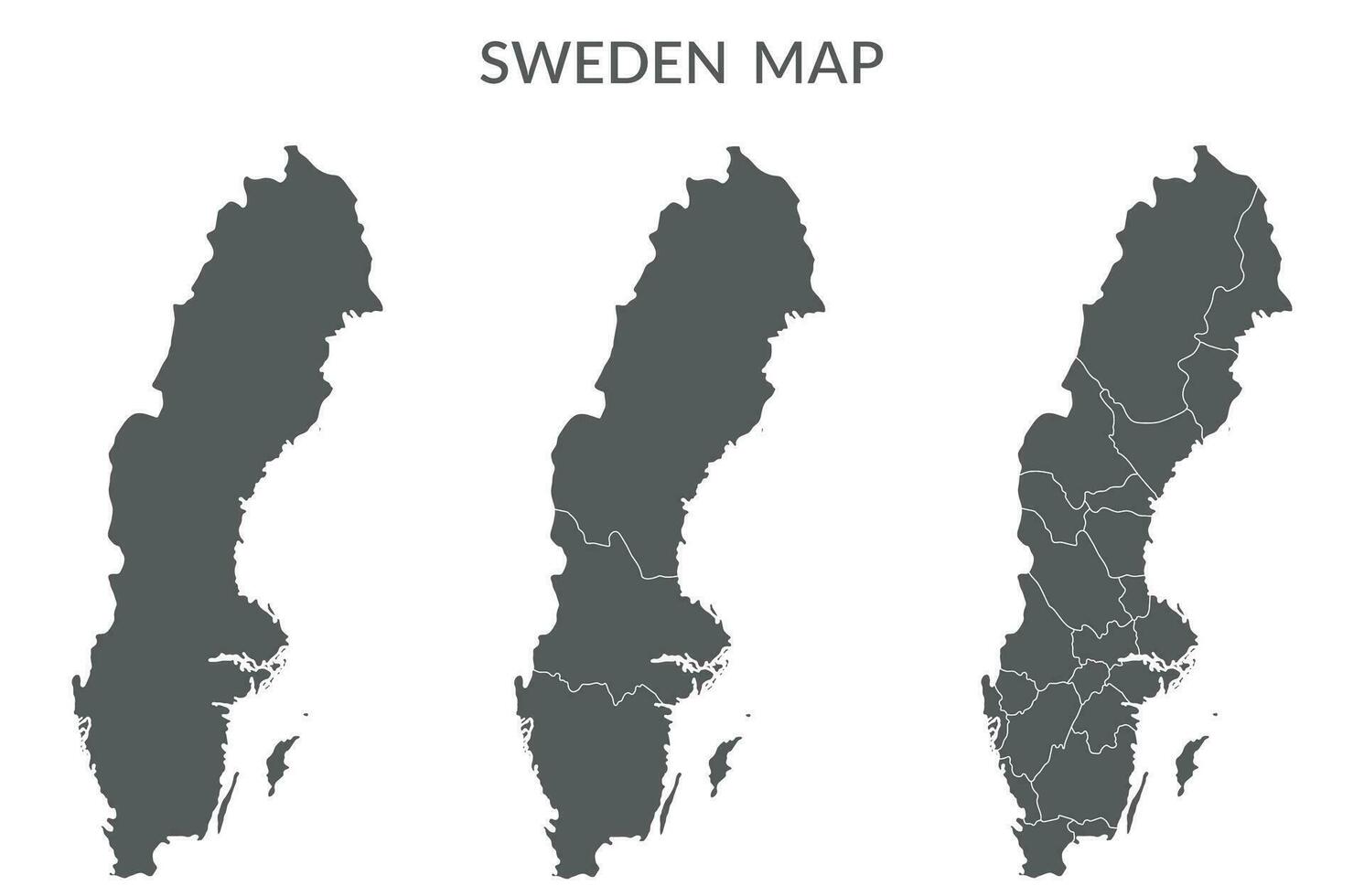 Sweden map. Map of Sweden in set in grey color vector