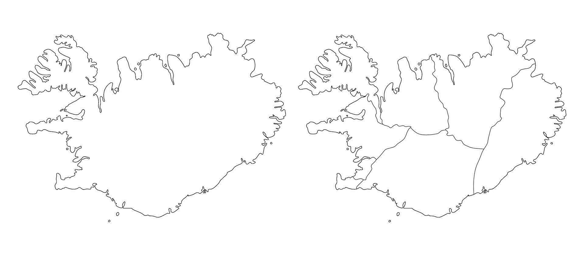 Islandia mapa conjunto en blanco color vector