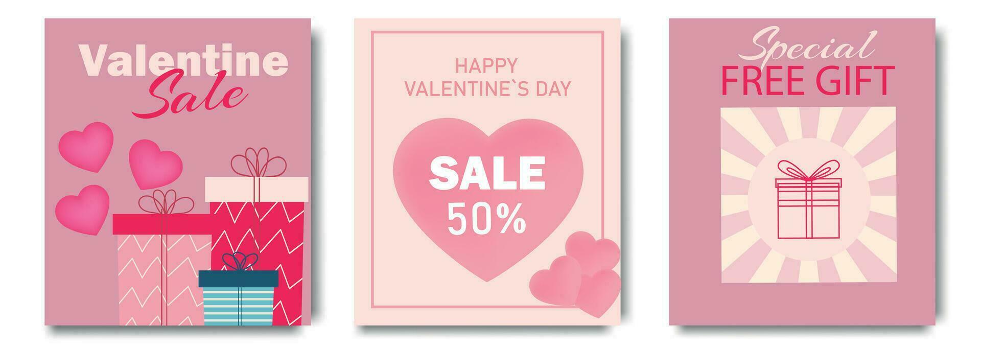 Template of Valentine's Day sale background. Romantic composition of frame and banner for discount, special offers, website, posters, promotional material. vector