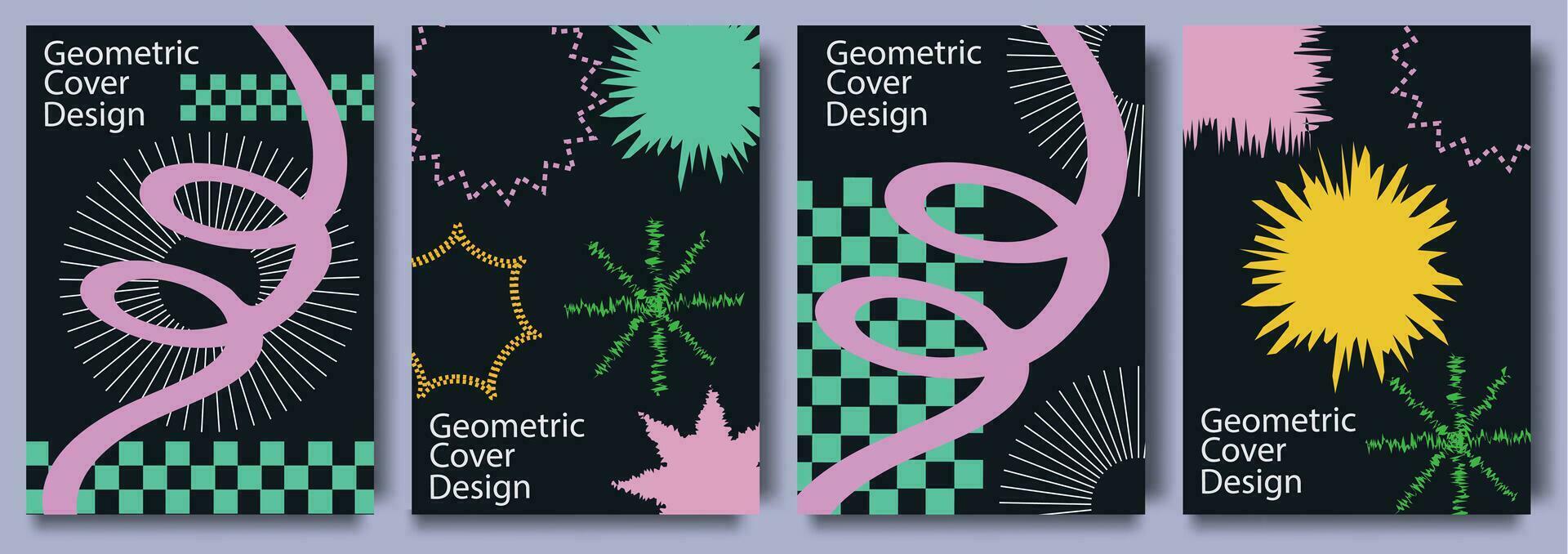 Creative covers, layouts or posters concept in modern minimal style for corporate identity, branding, social media advertising, promo. Trendy geometric design templates vector