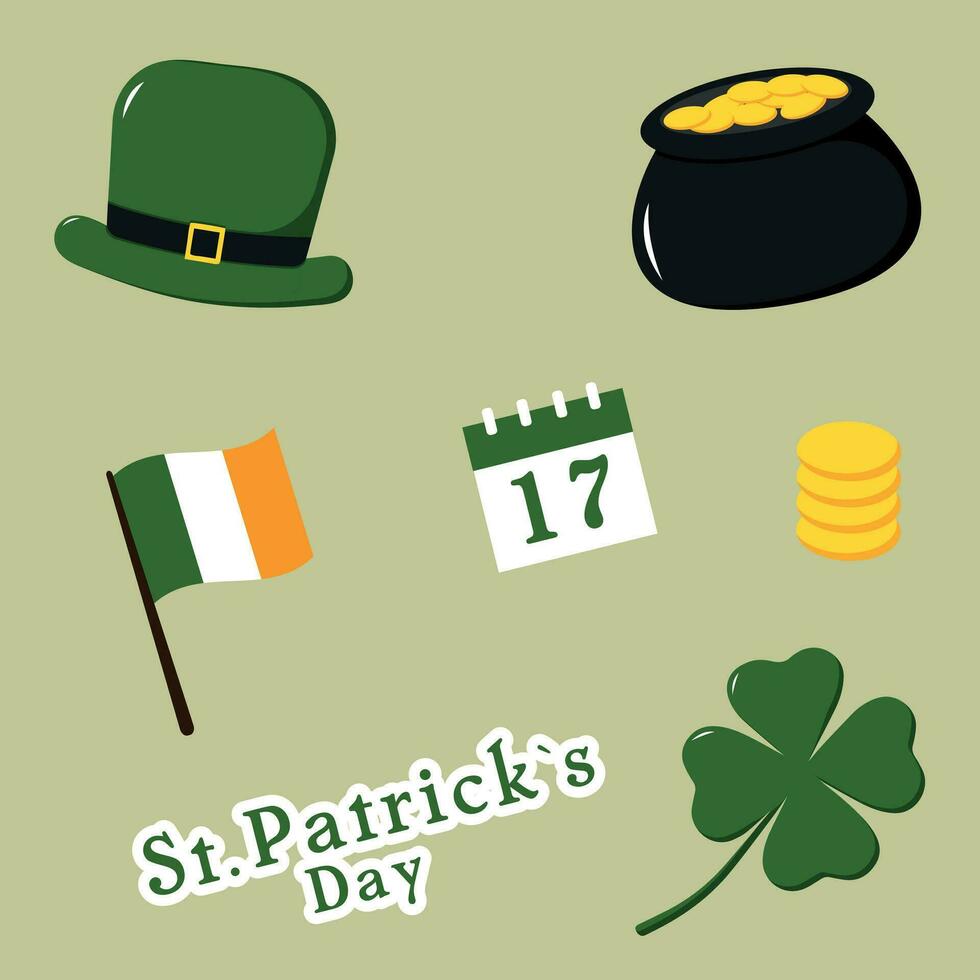 St. Patrick's Day Set. Vector illustration. Icons for the Irish holiday of St. Patrick