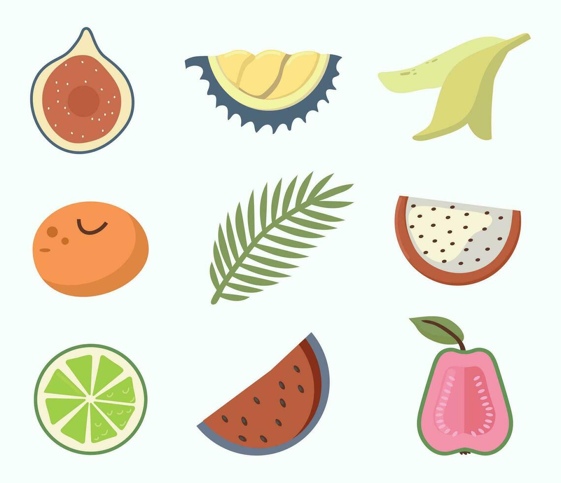 Tropical elenents icons cliparts avatars logotype vector illustrations set