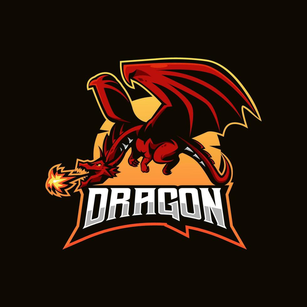 dragons fly and breathe fire for esport team vector