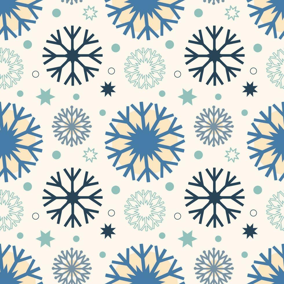 New Year's pattern with snowflakes. dark and light blue, pink colors. Vector. For textiles, wrapping paper, wallpaper vector