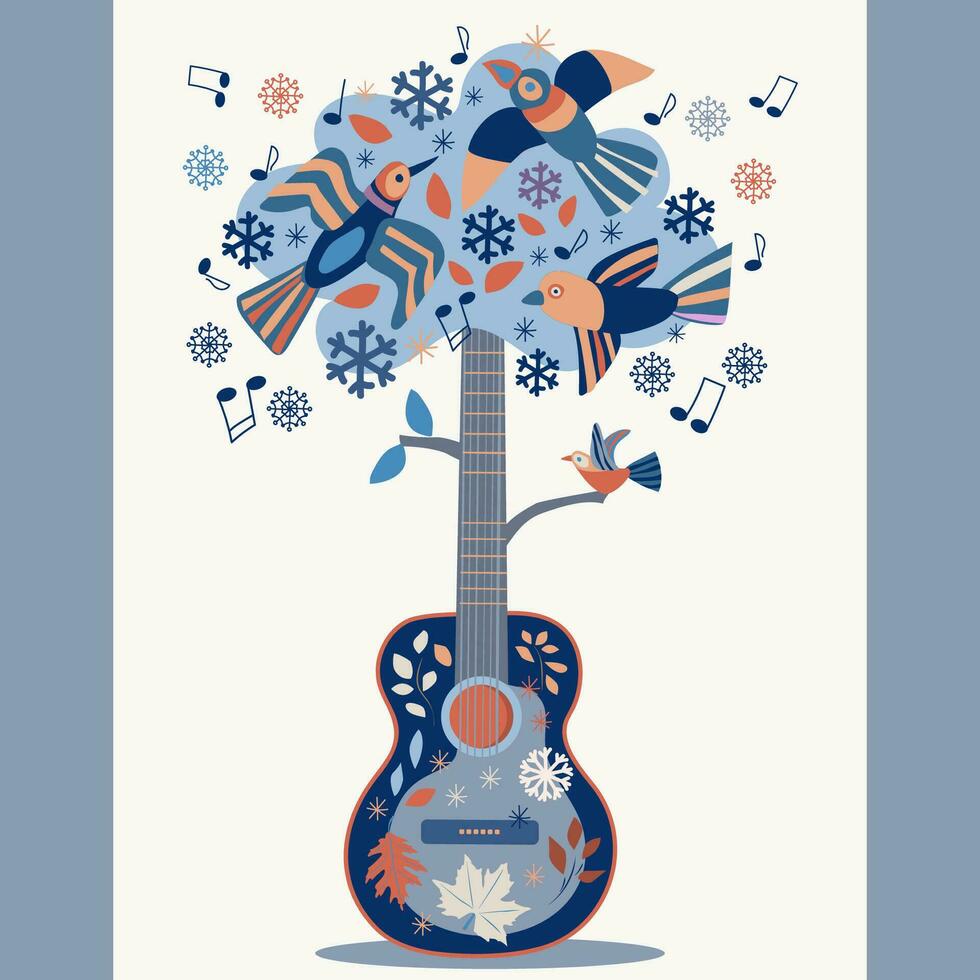 ilustración de país guitarra como un árbol vector