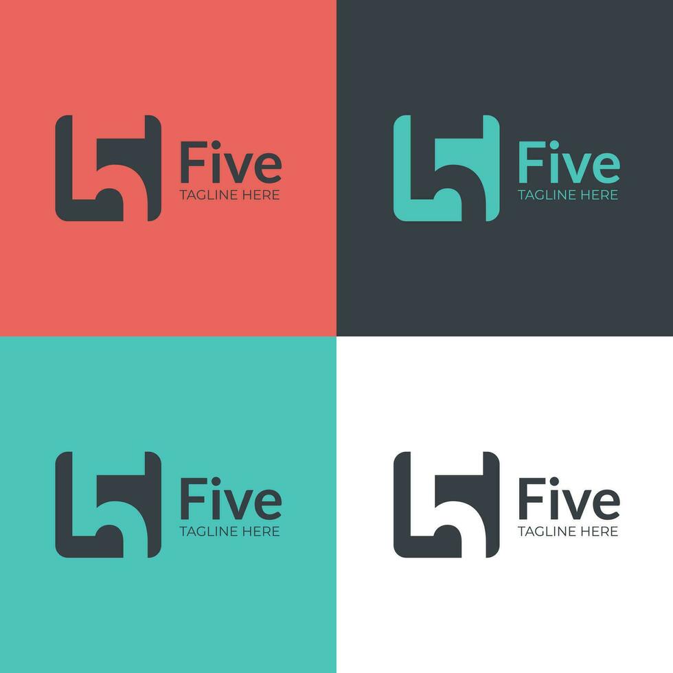 5 Five Number Logo Design vector