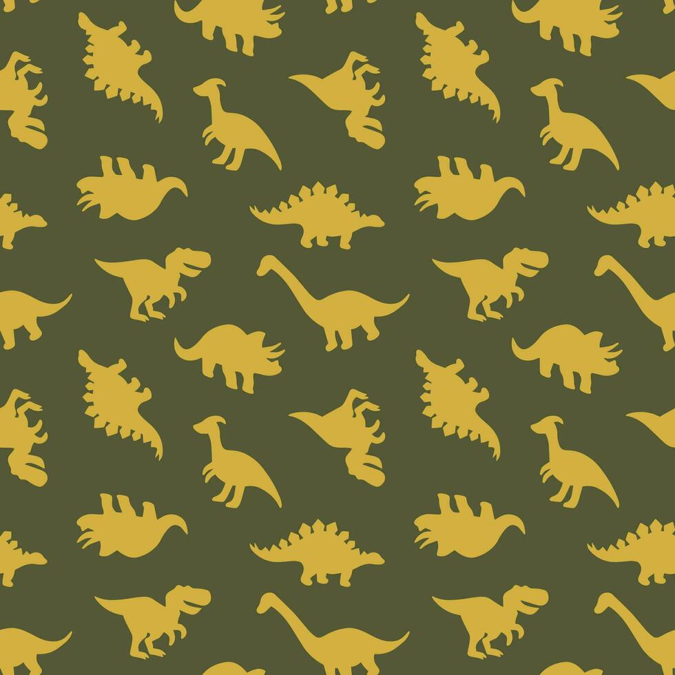 Dinosaur seamless vector illustration pattern isolated on green background