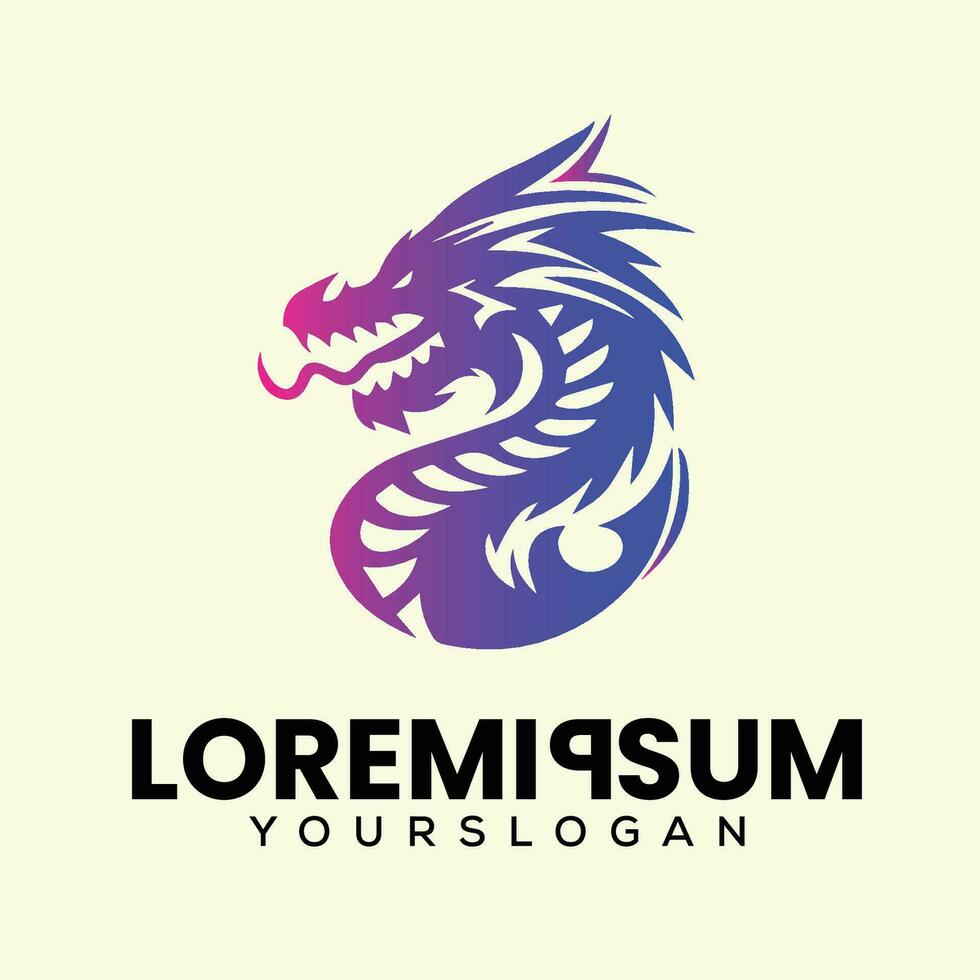 dragon logo with purple and blue colors vector