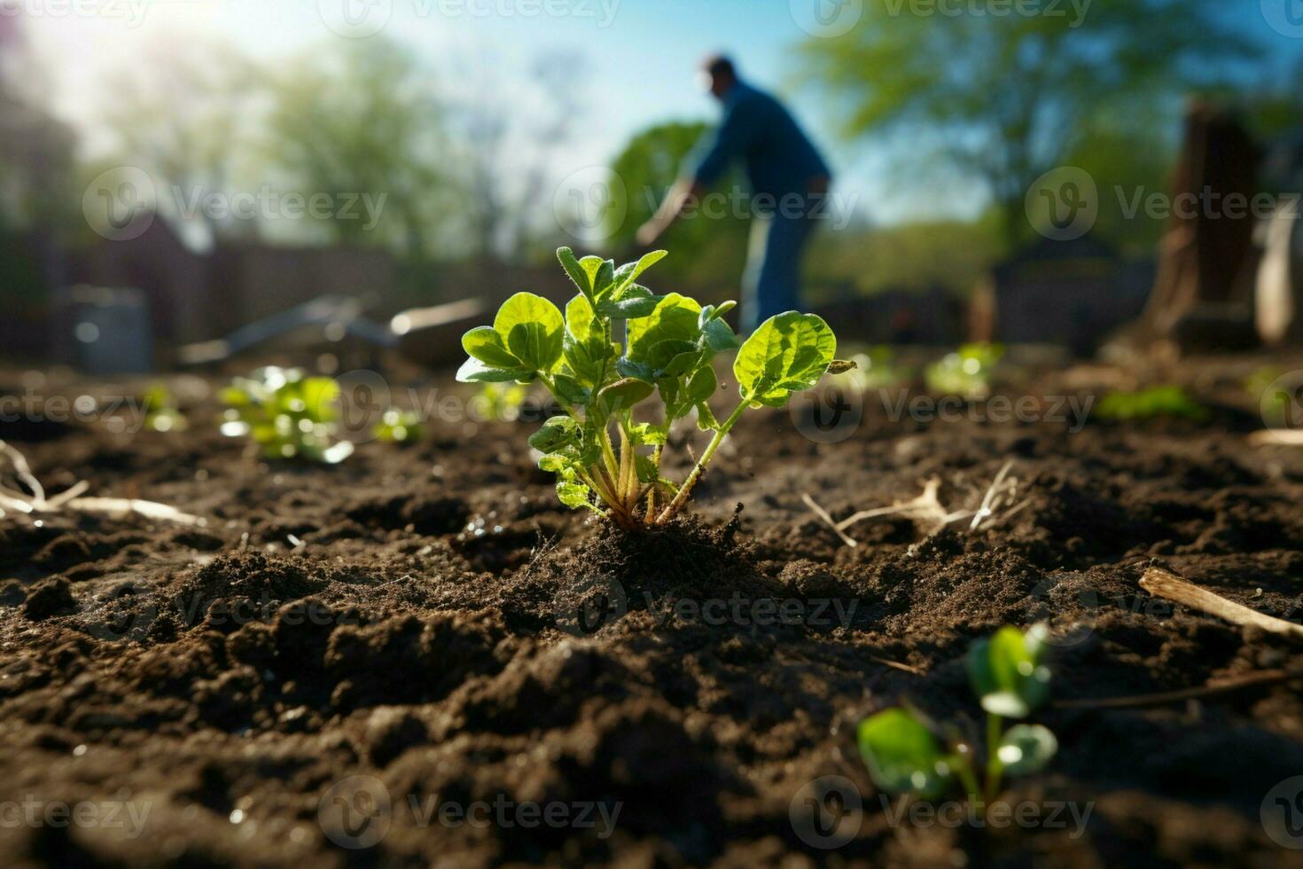 AI generated Climate action Planting a new tree to combat and mitigate climate change AI Generated photo