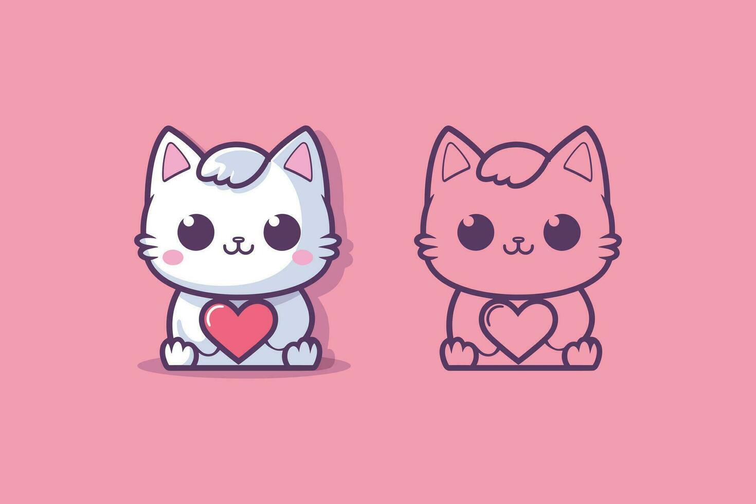 Valentines Day Kawaii cat icon vector. Cat icon. Valentines Day. Kawaii cat icon vector