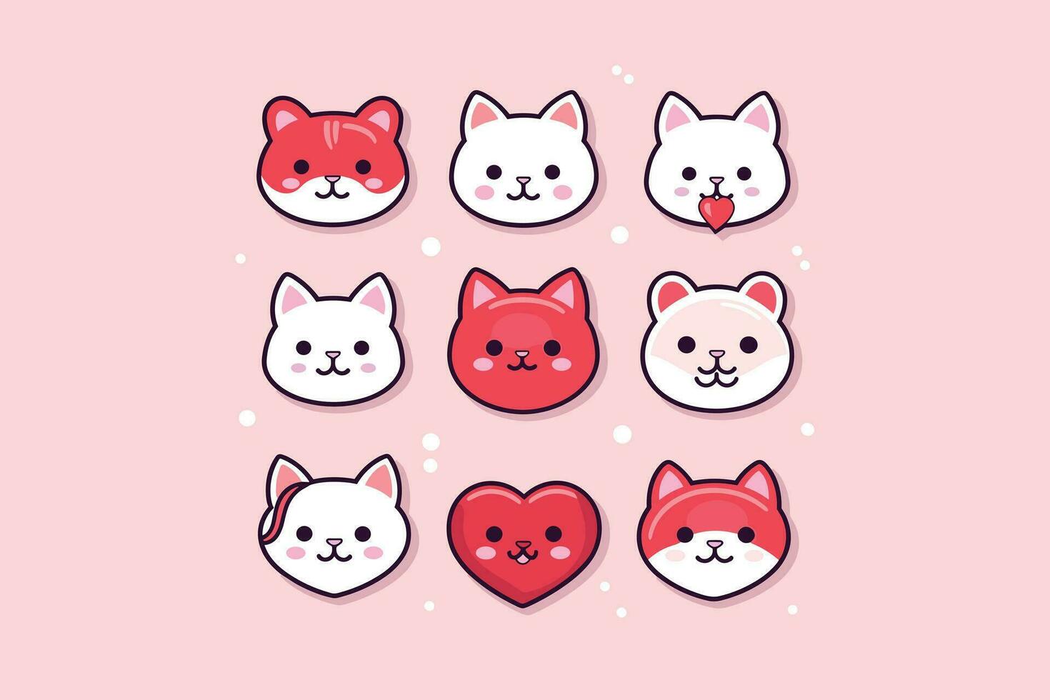 Valentines Day Kawaii cat icon vector. Cat icon. Valentines Day. Kawaii cat icon vector