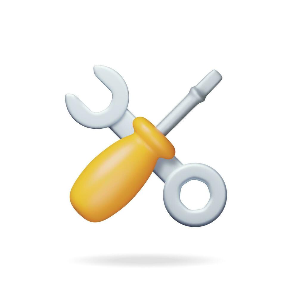 3d Wrench and Screwdriver Tools vector
