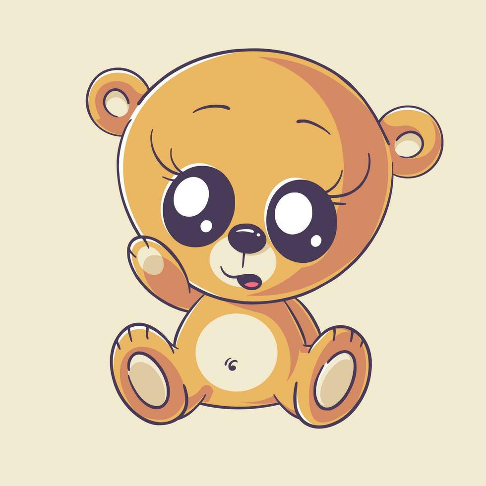 Cute Bear standing alone and waving vector