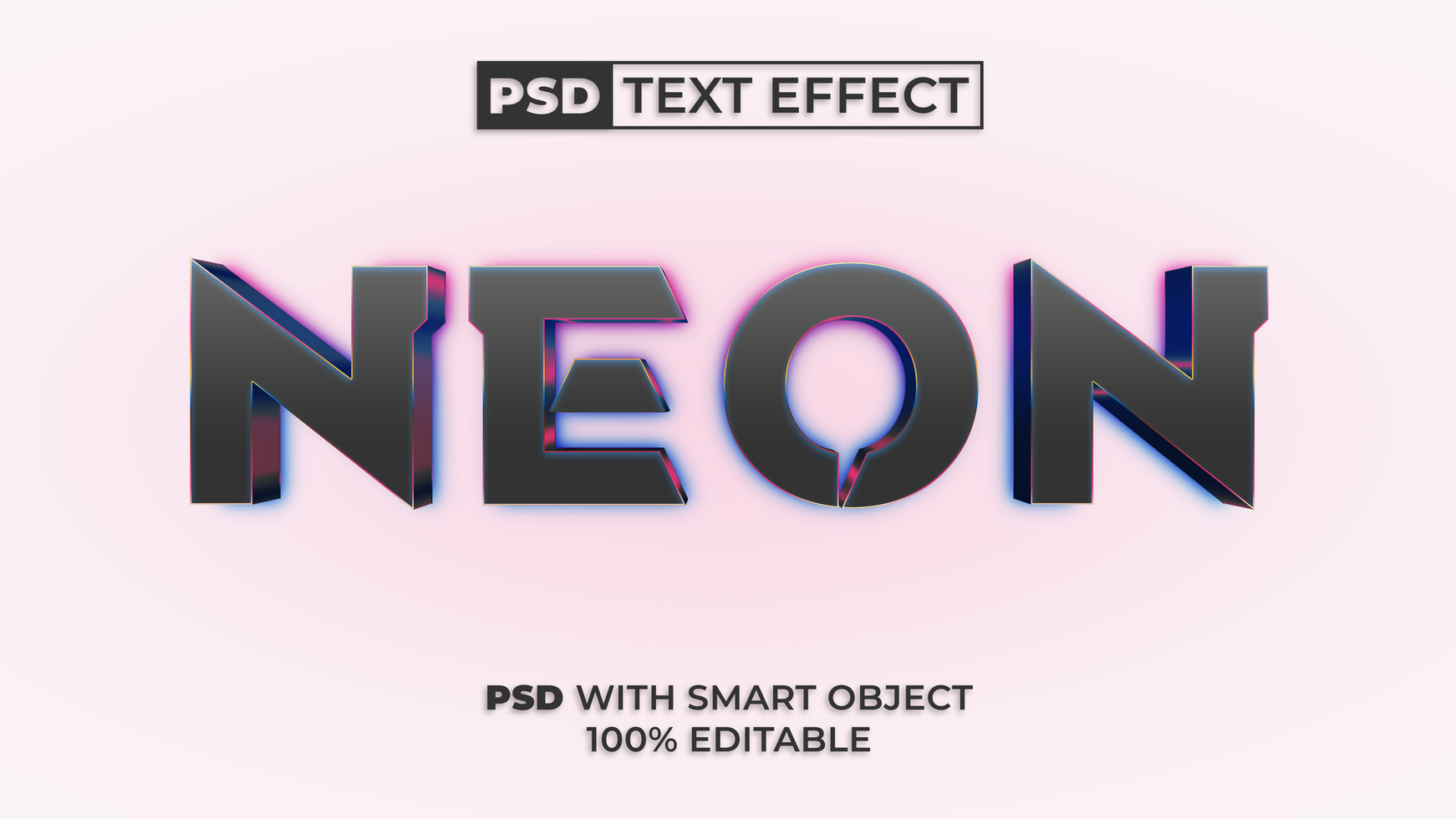 Neon text effect 3d style. Editable text effect. psd