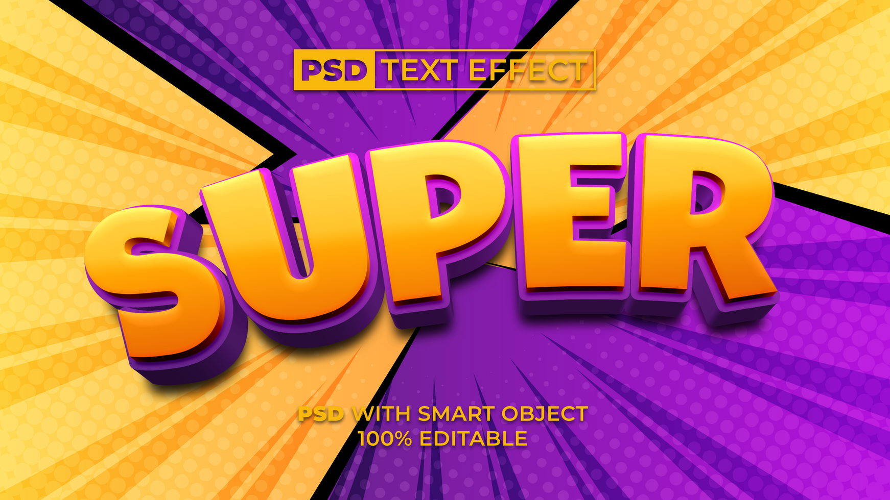 Super Text Effect Comic Style. Editable Text Effect. psd