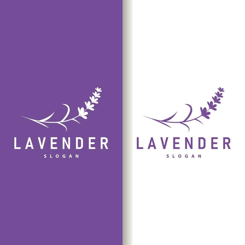 Lavender Logo Elegant Purple Flower Plant Illustration Floral Ornament Design vector
