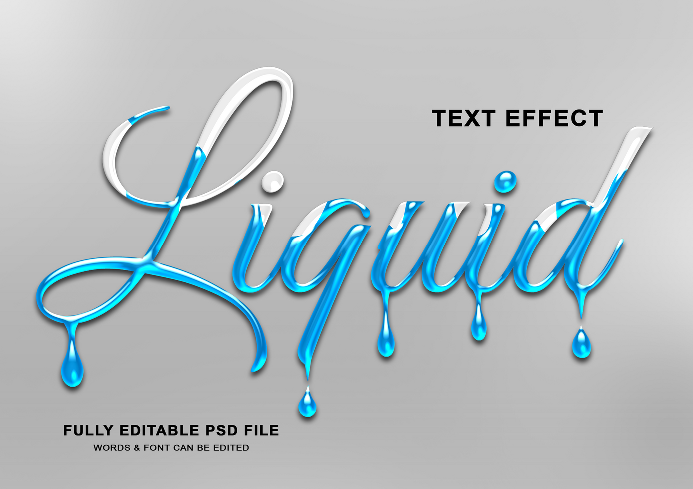 Editable Liquid Drop Text Effect psd
