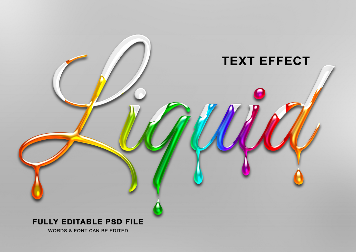Editable Liquid Drop Text Effect psd