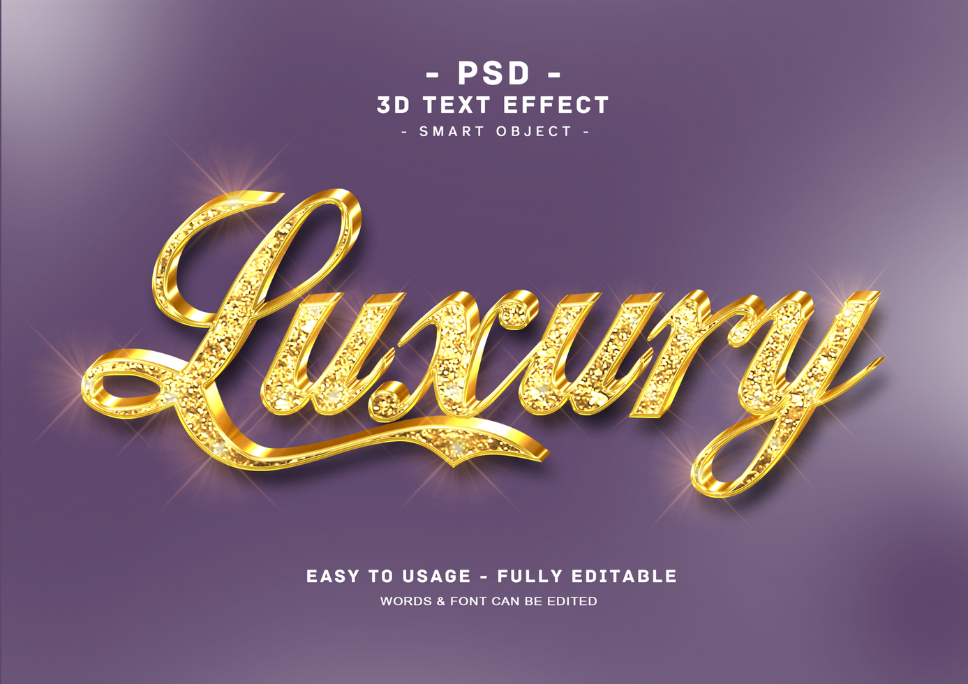 Luxury 3d Golden Glitter Text Style Effect psd