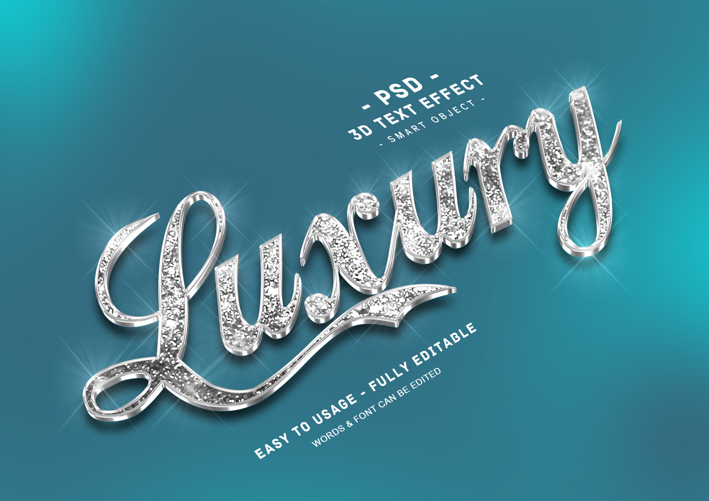 Luxury 3d Silver Glitter Text Style Effect psd